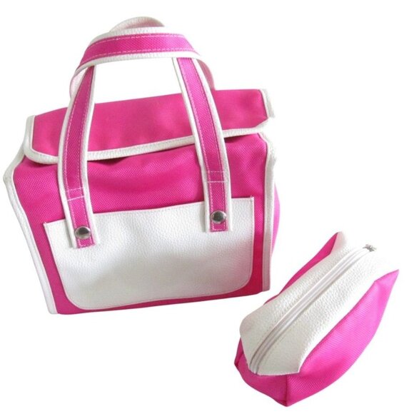 Lancome Pink and White Carry All Travel Bag with Small Cosmetic Bag - Picture 1 of 14